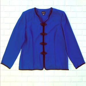 Leslie Fay Jacket Size 18 Cobalt Blue & Black
